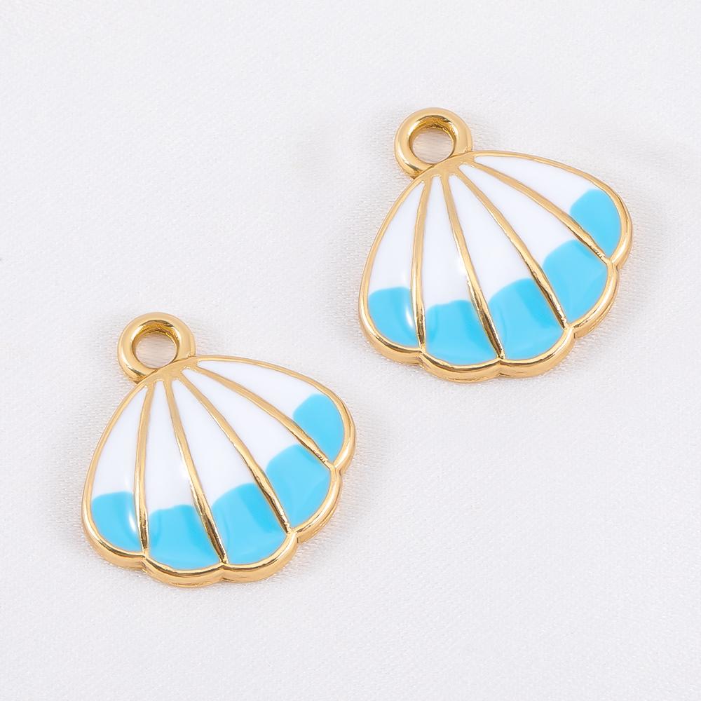 10pcs Trend White Enamel Ocean Coral Conch Fish Bones Fishtail Heart Charms Alloy Pendants DIY Necklace Keychain Jewelry Making