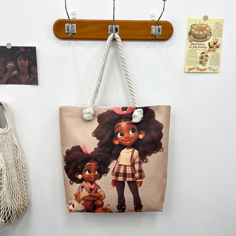 Women Print Handbag Large Oxford Canvas Casual Shoulder Bag For Daily Use