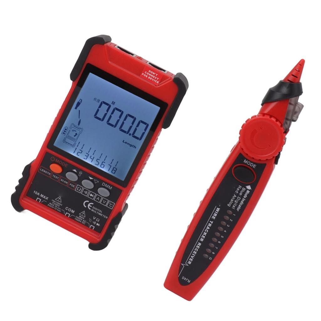 2 In 1 Network Cable Tester Digital Multimeter LCD Screen Network Wire Finder Kit for Metal Cable
