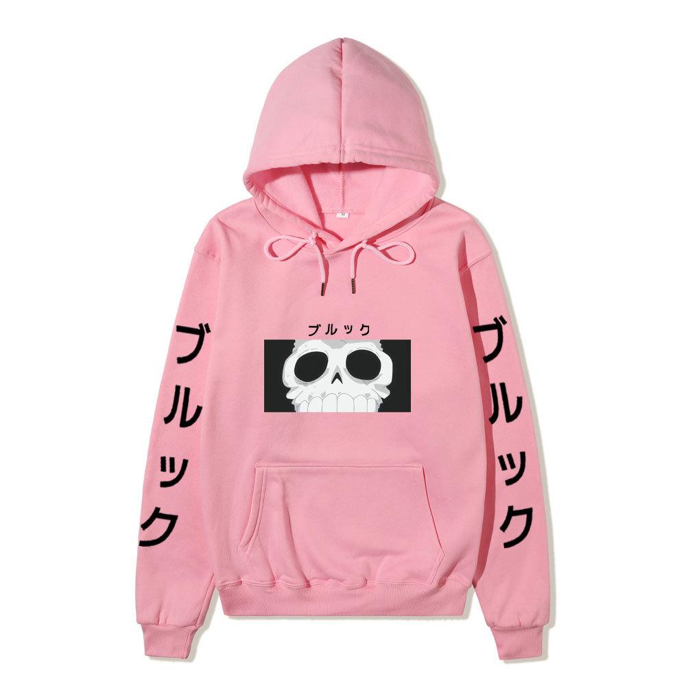 One Piece Blackbeard Hoodie, Skull Print Long Sleeve Pullover Hooded Sweatshirt Anime Streetwear With Sleeve Japanese Letter Print