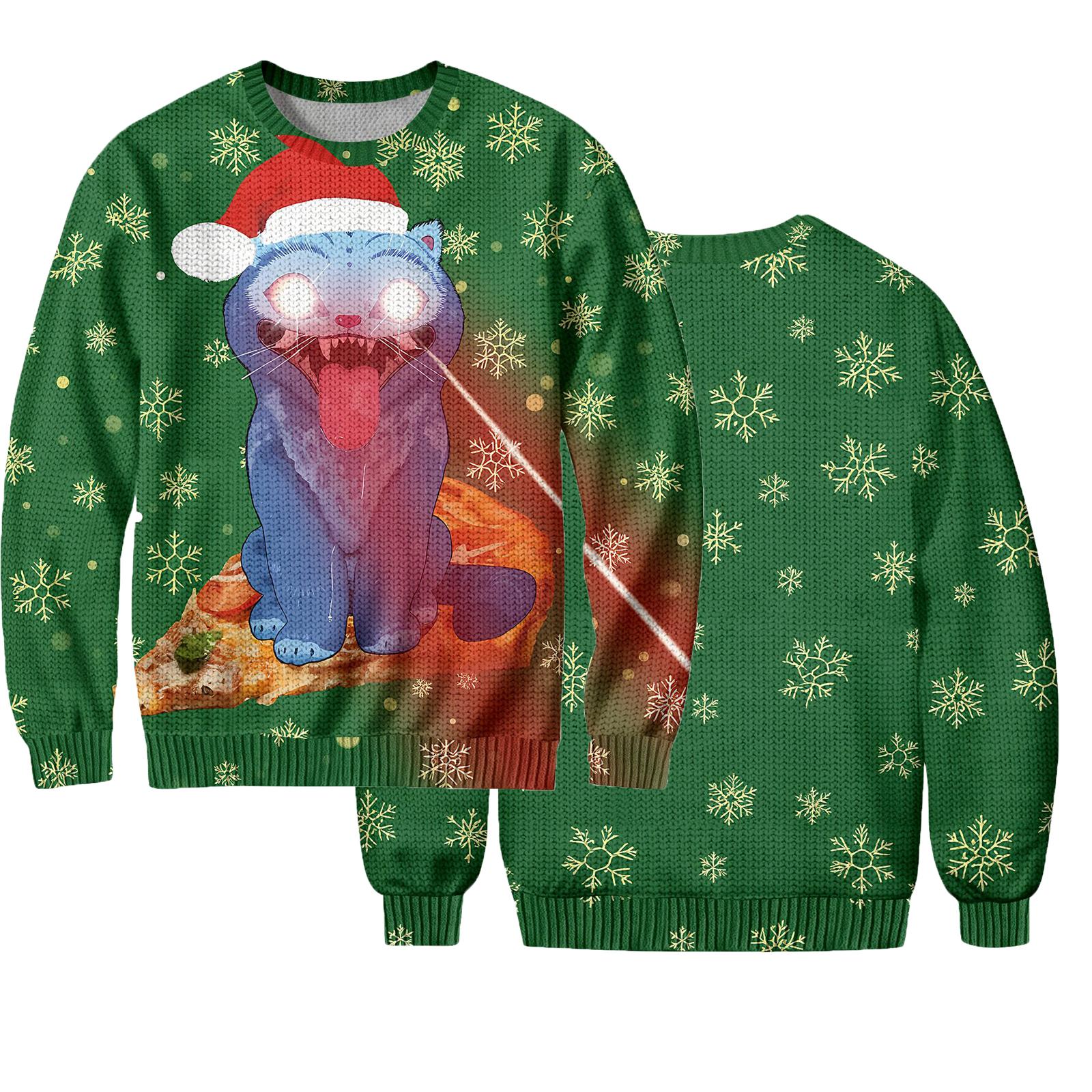 

Men s Sweater With Fun Movie-Themed Print Collar L армия зеленый