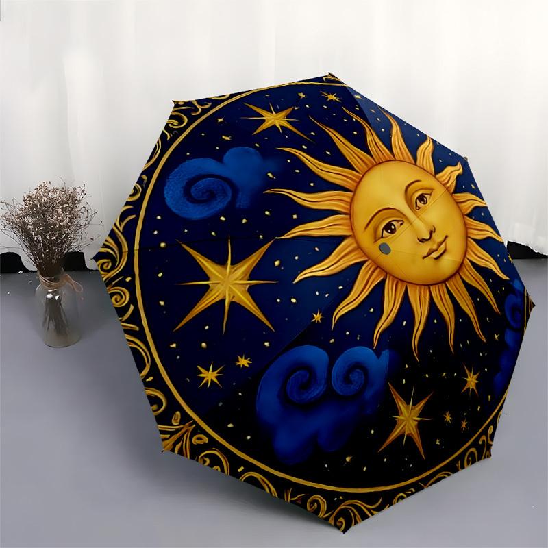 1pc Celestial Harmony Umbrella with Plastic Handle,Suitable for All Seasons Home Travel Outdoor UmbrellaDD1329