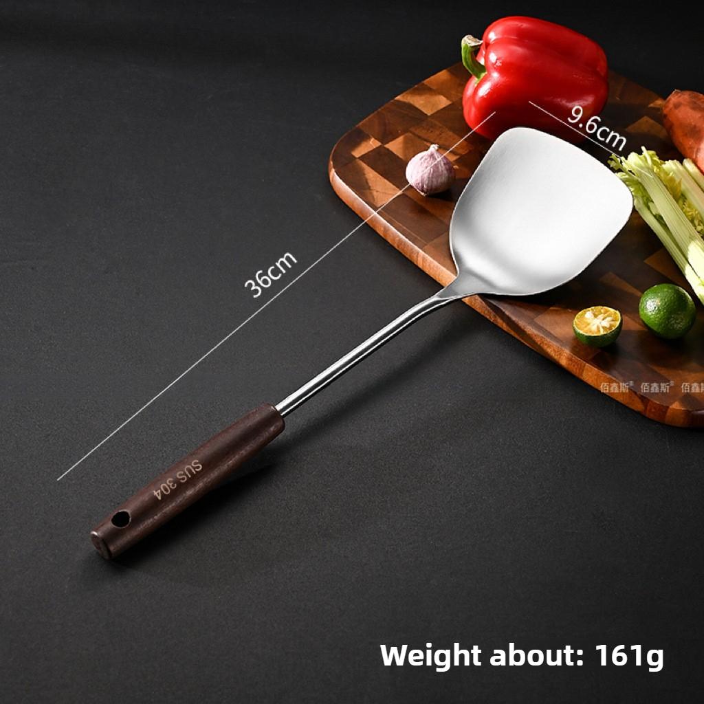 304 Stainless Steel Spatula Household Wooden Handle Utensils High Temperature Colander Shovel Kitchen Utensils Set Spoon Kitchen Utensils