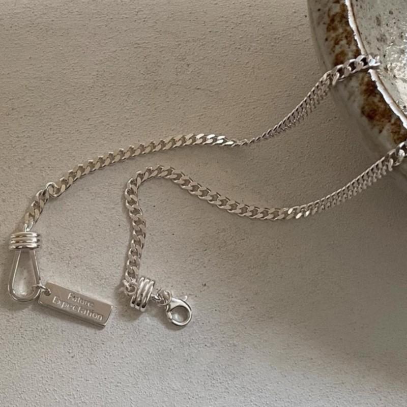 

PANJBJ 925 Sterling Silver Geometry Necklace for Women Chain Hip Hop Letter Line Trend Jewelry Party Gift Dropshipping