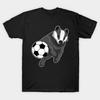Men Black Print T-shirt Badger Soccer Player Soccer Ball No-Cut Transfer Paper Print Cotton Tshirt