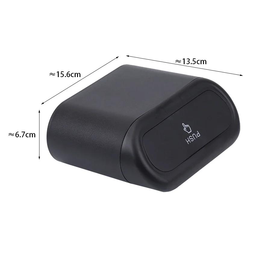 Car Storage Box Vehicle Garbage Dust Case Black Square Pressing Type Trash Car Trash Bin Hanging Can Auto Interior Accessories