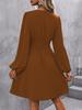 Asymmetric Neck Lantern Sleeve Ruffle Waist Dress