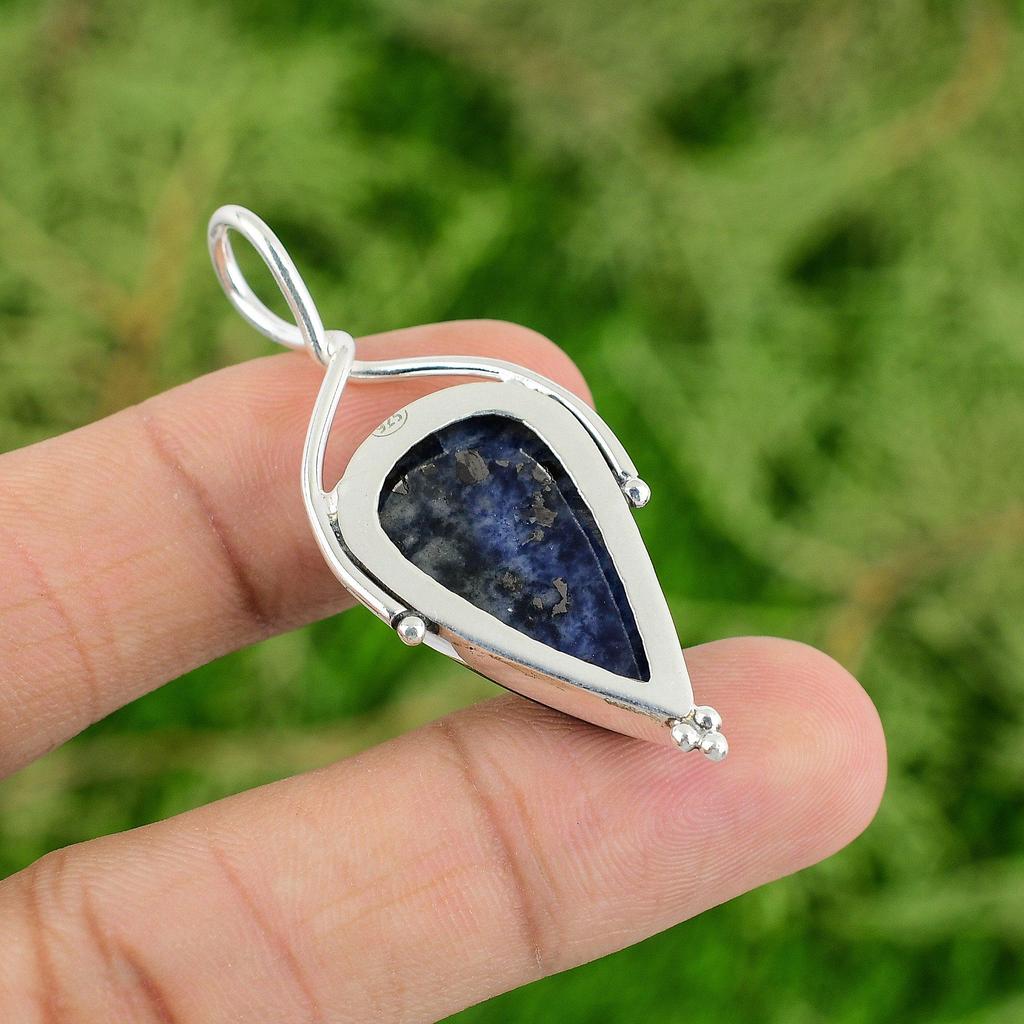 Daughters Day Sale Sodalite Gemstone 925 Sterling Silver Bezel Pendant Jewelry