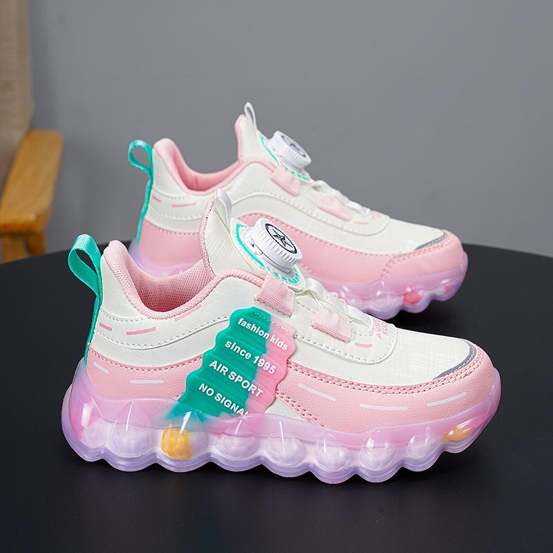 Розовые водонепроницаемые кроссовки из искусственной кожи для девочек — фото 3