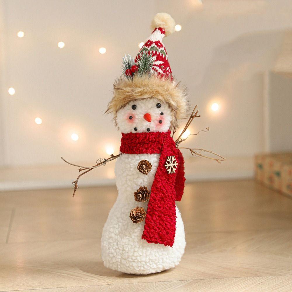 Cute Long Legs Snowman Ornaments Cartoon Plush Snowman Doll Toy  Shopping Mall Hotel