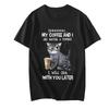 Coffee Cat Print Women Clothes Angry Cat Lover Female Tops Tee Tshirt Fashion Anime Cartoon Tees Ladies Graphic T-Shirt Y2k Tops