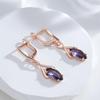 Minimalist Purple Zircon Crossing Pendant Earrings Women Jewelry Wedding Party Accessories