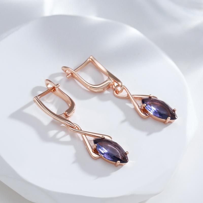 Minimalist Purple Zircon Crossing Pendant Earrings Women Jewelry Wedding Party Accessories