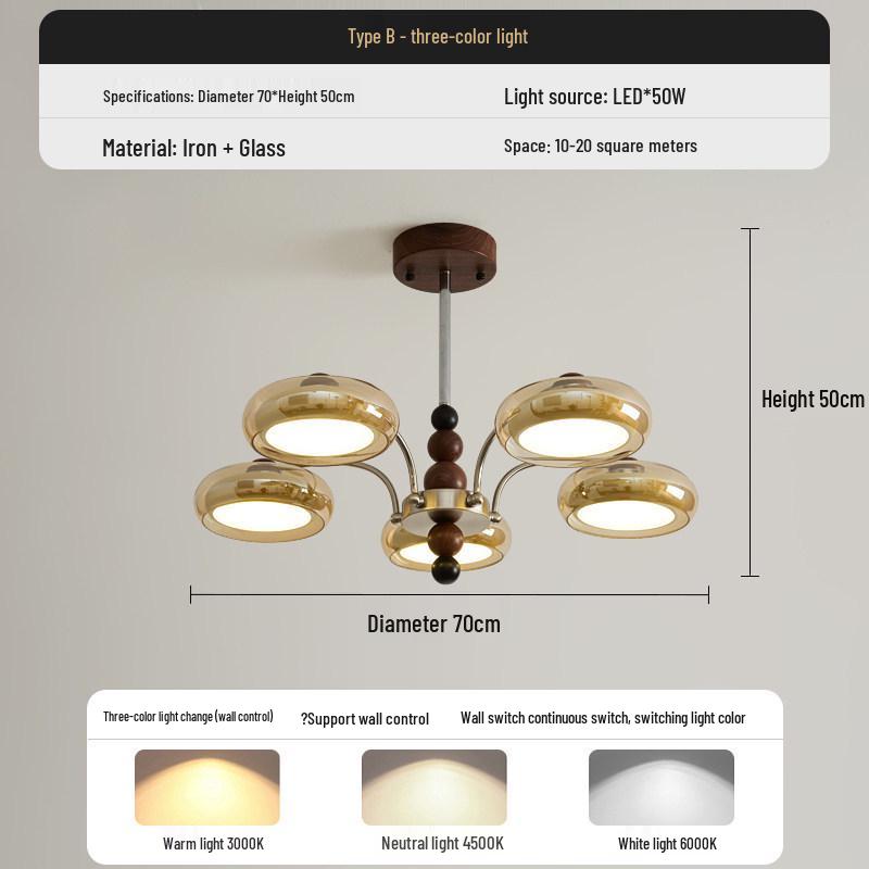 Retro American Chandelier: Versatile Living Room, Bedroom & Dining Lamp with Persimmon Design