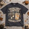Freshly Boo'd Coffee Halloween Shirt, Ghost Coffee Lover Tshirt, Scream And Sugar Fall Tee, Spooky Vintage Cafe Graphic Gift