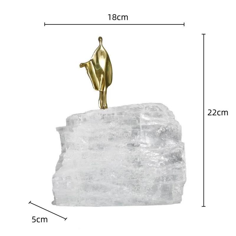 Metal Figure Sculpture Crystal Handicraft Ornaments Golden Man Decorative Figurines Home Decoration Accessories Desk Decoration