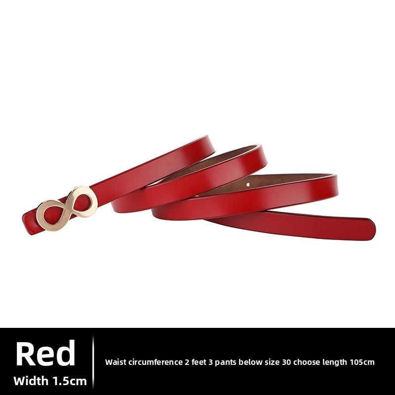 Womens Leather Belt With Alloy Buckle For Stylish Office Wear Eight  Red