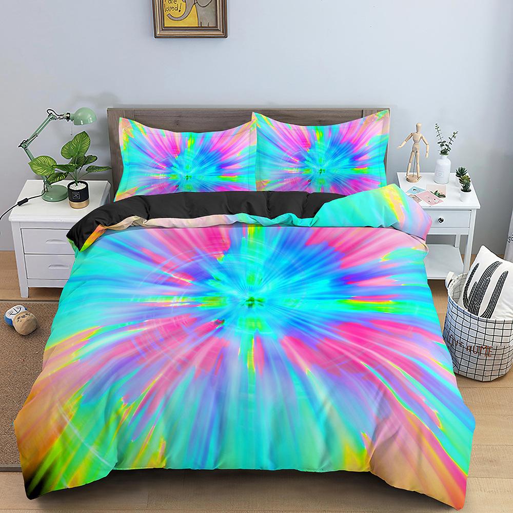 Multicolor Duvet Cover Set Colorful Hearts Queen Size Bedding Set For Teen Microfiber Geometric Cartoon Love Heart Quilt Cover