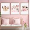 Fashion Girly Pink Makeup Collection EyeLash Lipstick Perfume Poster Canvas Painting Wall Art Pictures Home Bedroom Decor