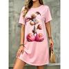 Summer Fashionable Colorful Cartoon Pattern Women Mini Dresses Short Sleeve Printed Plus Size Casual Comfortable Soft Dress