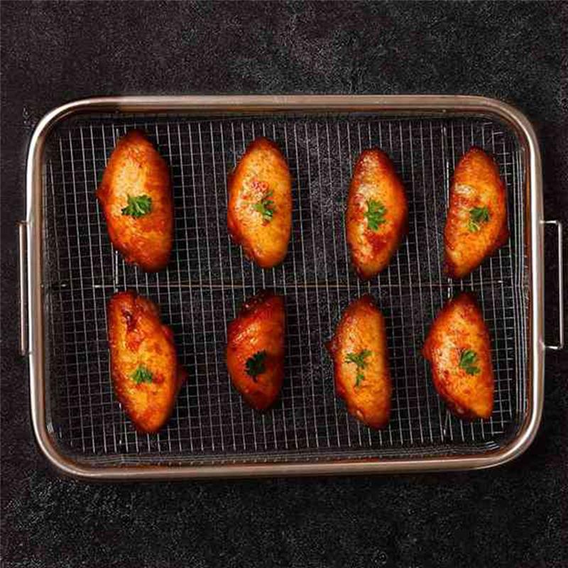 3 Pack Air Fryer Basket for Oven, Stainless Steel Grill Basket Non-Stick Mesh Basket Set, Air Fryer Tray Wire Rack