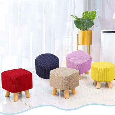 Waffle-Knit Anti-dust Footstool Slipcovers Washable Stretchable Home Decor Square Round Footrest Cover Stool Cover