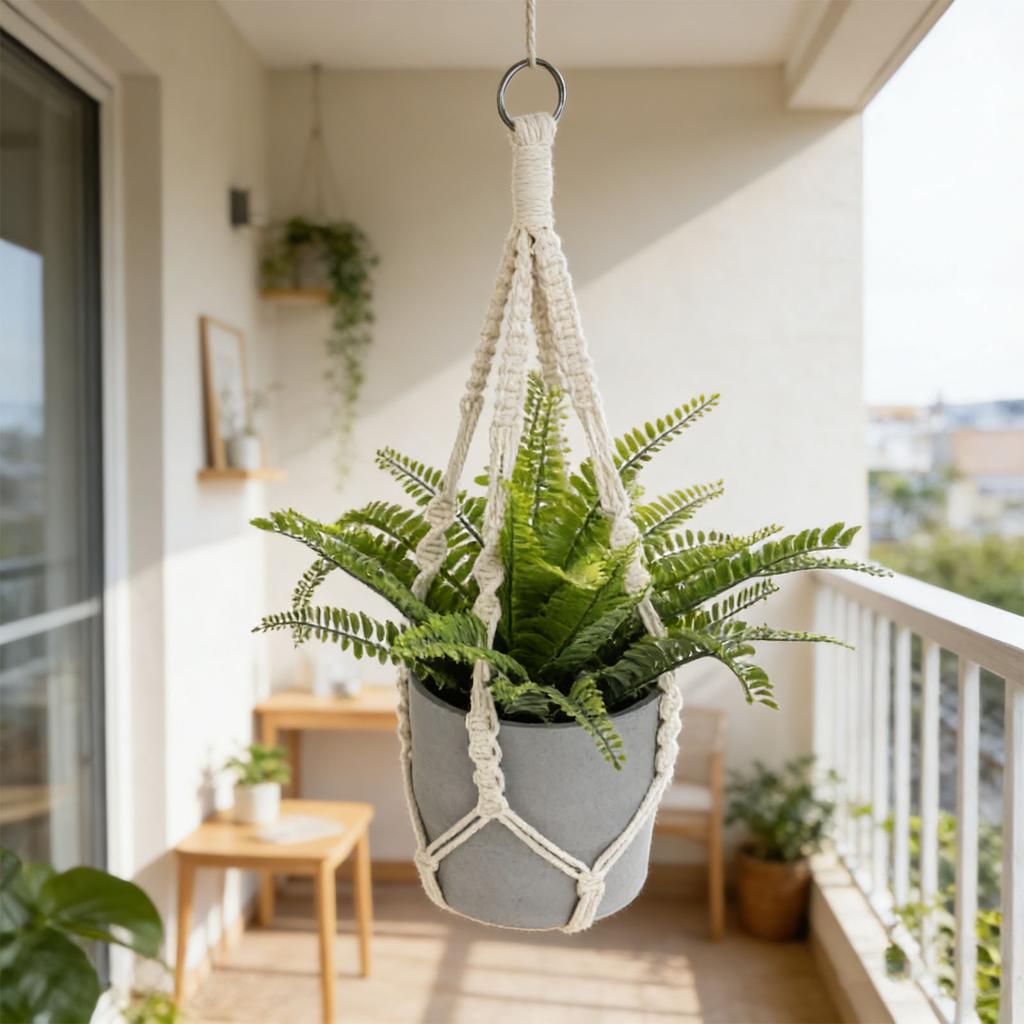 2PCS Woven Plant Hanger 21.65 Inch Boho Hanging Planter Holder Cotton Rope with Metal Hooks