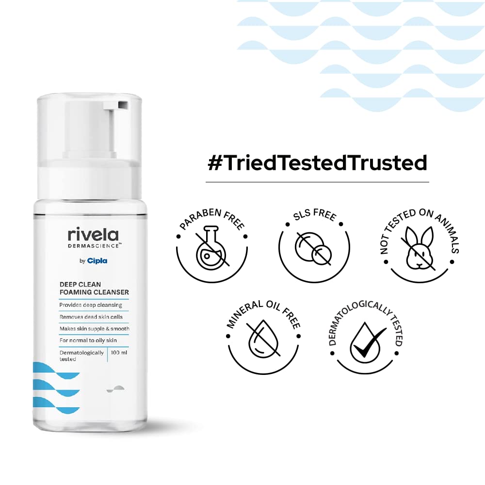 Rivela Dermascience Deep Clean Schäumender Gesichtsreiniger 100 ml 3er-Pack Für glatte, geschmeidige Haut