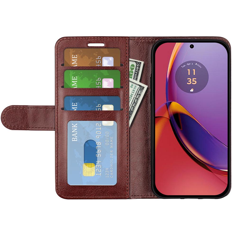 

For Motorola Moto G84 5G Case PU Leather Fully Wrapped Phone Cover Brown