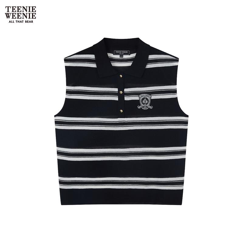 Teenie Weenie Women s Striped Bear Logo Knit Polo Shirt L