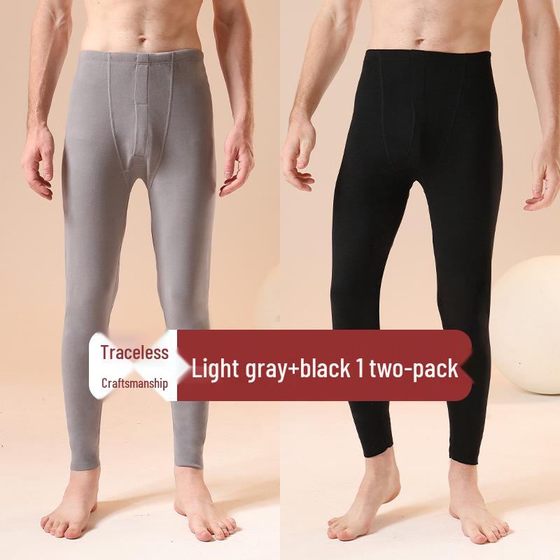 Colanți termici fără cusături cu talie înaltă pentru bărbați - Pantaloni de toamnă călduroși din bumbac lână