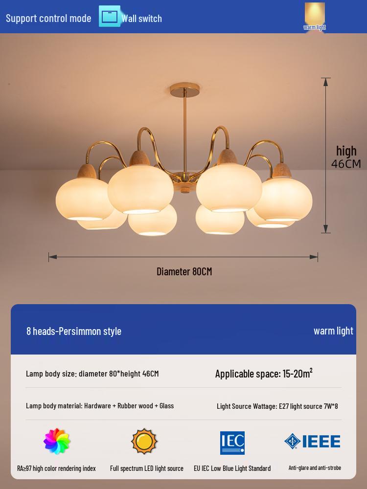 2025 Mid-Century Japanese Cream Solid Wood Chandelier for Living Room, Hall & Bedroom