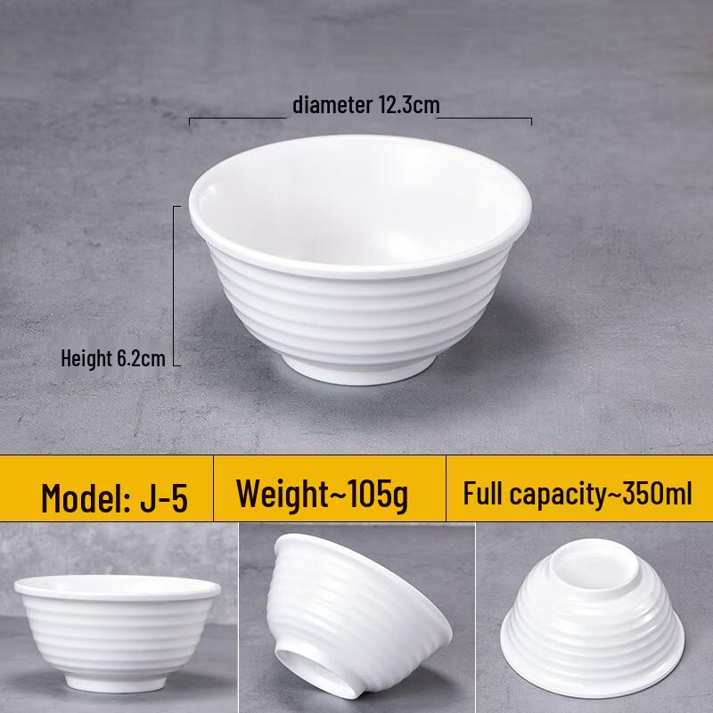 JINMEILI J-5 Melamine Threaded Conical Rice Bowls (10-Pack)