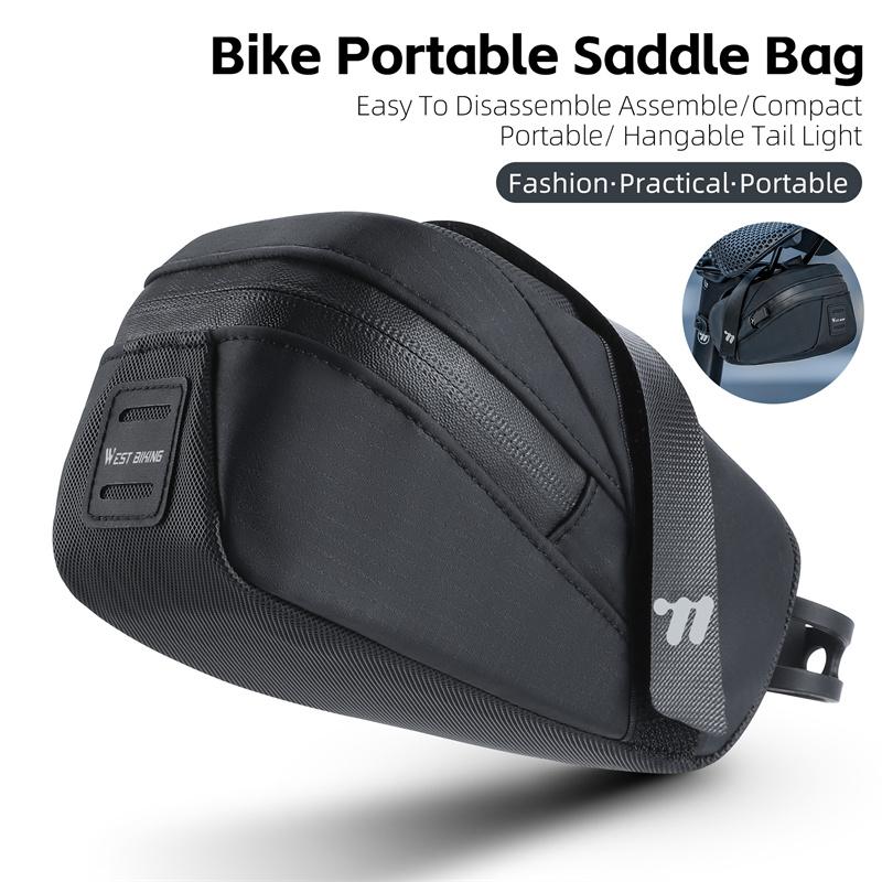 WEST BIKING Bicycle Saddle Bag Portable Waterproof Cycling Seat Tail Pouch Tools Storage Pouch Tail Bag Cycling Accessories