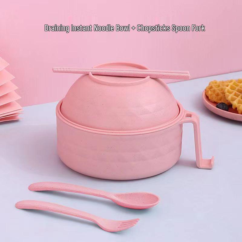 Microwavable Instant Noodle Bowl with Lid for Students
