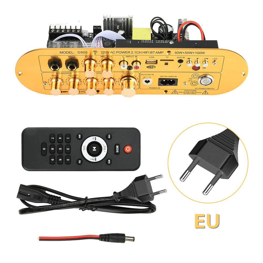D900 2.1 Channel Bluetooth Amplifier Board High Power Subwoofer Digital Amp for Home Use DC 12-24V AC 110-220V 50W+50W+100W