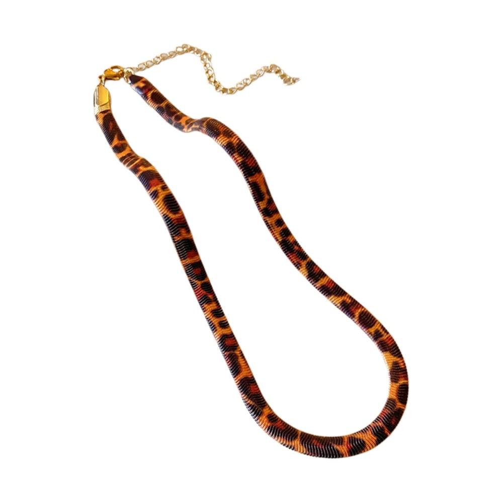 Leopard Print Leopard Print Snake Chain Uniquely Designed Choker Vintage-Style Necklace Creative Versatile