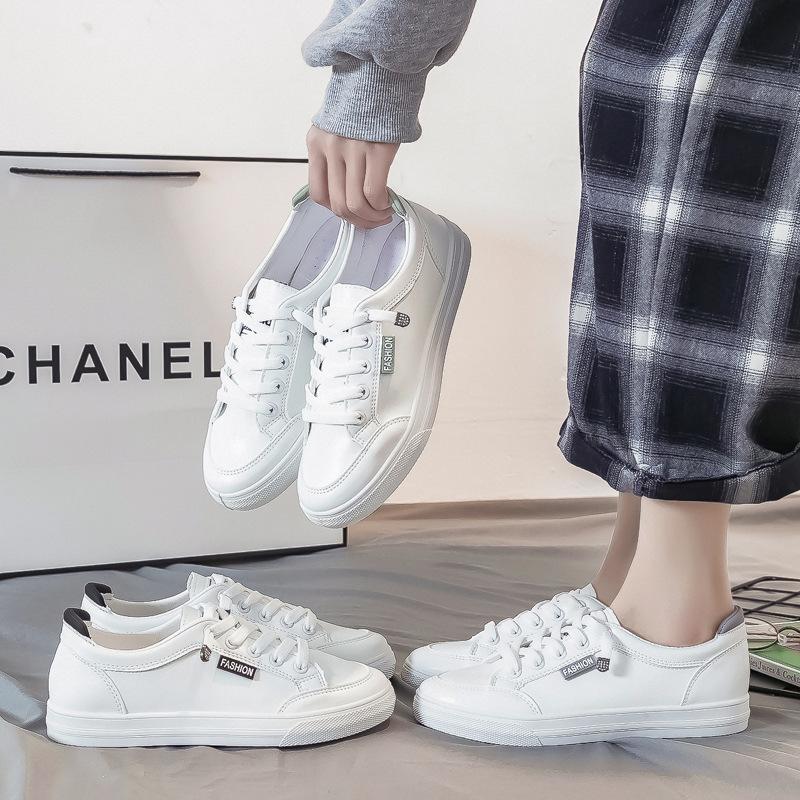 Modne Outdoorowe Buty Treningowe Damskie Buty do Biegania Letnia Moda Biała Skóra PU Sznurowane Oddychające Joggingowe Casualowe Sneakersy De Mujer