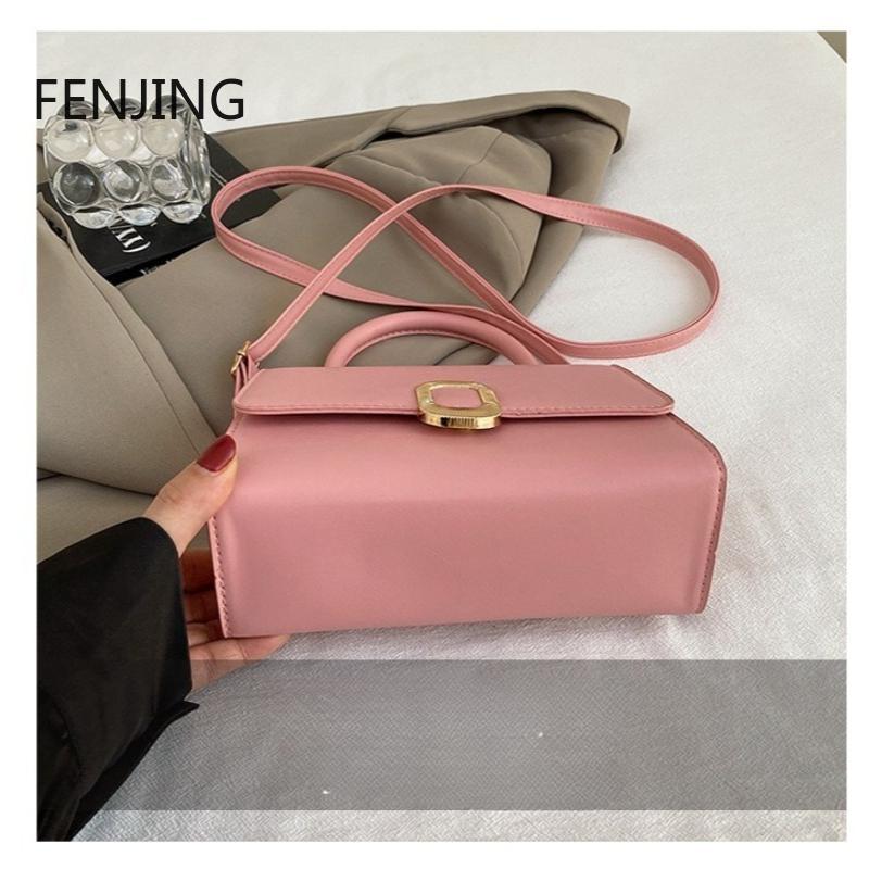 Simple Handle Handbags Small Square Bags 2025 Summer New Fashion Shoulder Bags for Women Pink Day Crossbody Bags Leather Purse