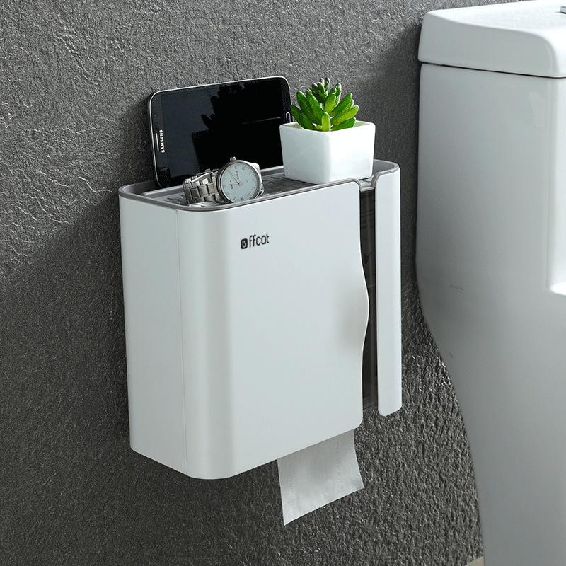 Bathroom Paper Towel Box Toilet Paper Drawer Roll Tube Toilet Paper Holder Wall Mounted Hole-free Waterproof Shelf Bathroom