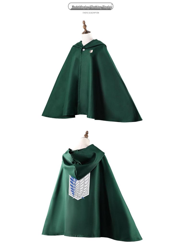 Attack On Titan Captain Cloak Anime Costume for Halloween - Wings of Freedom Green DIY Toy Role-Playing