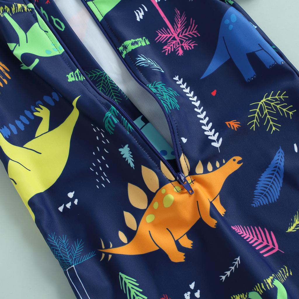 Toddler Boys One-Piece Swimsuit, Summer Short Sleeve Cartoon Animal Sun Protection Bathing Suit