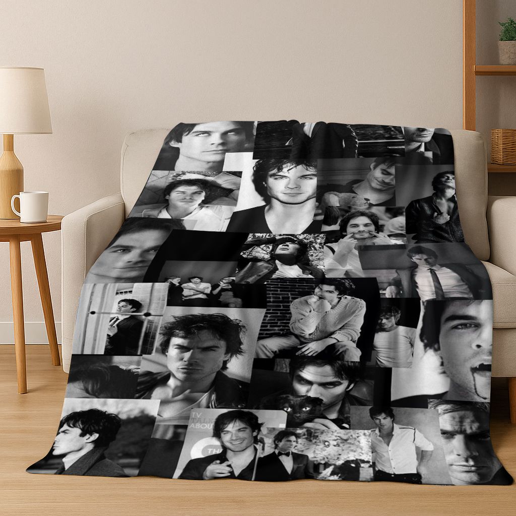 26 Stil The Vampire Diaries Damon Salvatore Flanelldecke, Warme und Gemütliche Weiche Überwurfdecke für Zuhause Schlafzimmer Bett Sofa Abdeckung