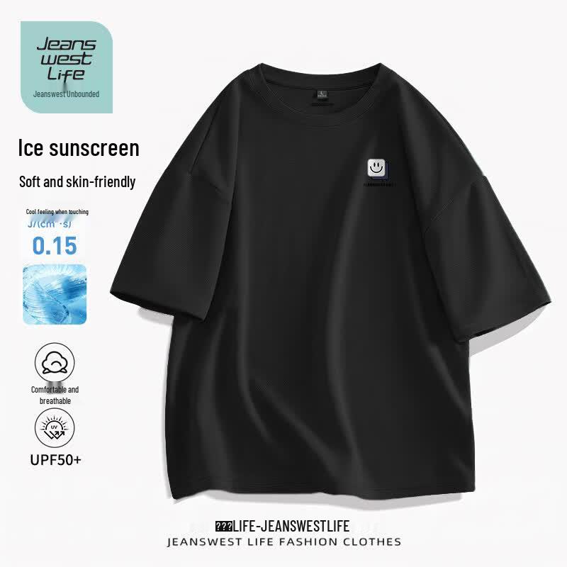 Jeanswest Men's Ice Silk Cooling Sunscreen Short Sleeve T-Shirt