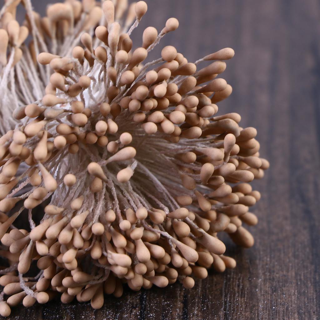 400Pcs Fake Flower Stamens Pearlized Double Ended for Crafting Floral Arrangements Scrapbooking Ladybug Bee Antenna Decor Pink