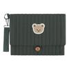 Cute Bear Embroidery Diaper Clutch Bag Foldable Quilted Diaper Pouch Multiple Pockets with Wipes Pocket Travel Essential for Mom