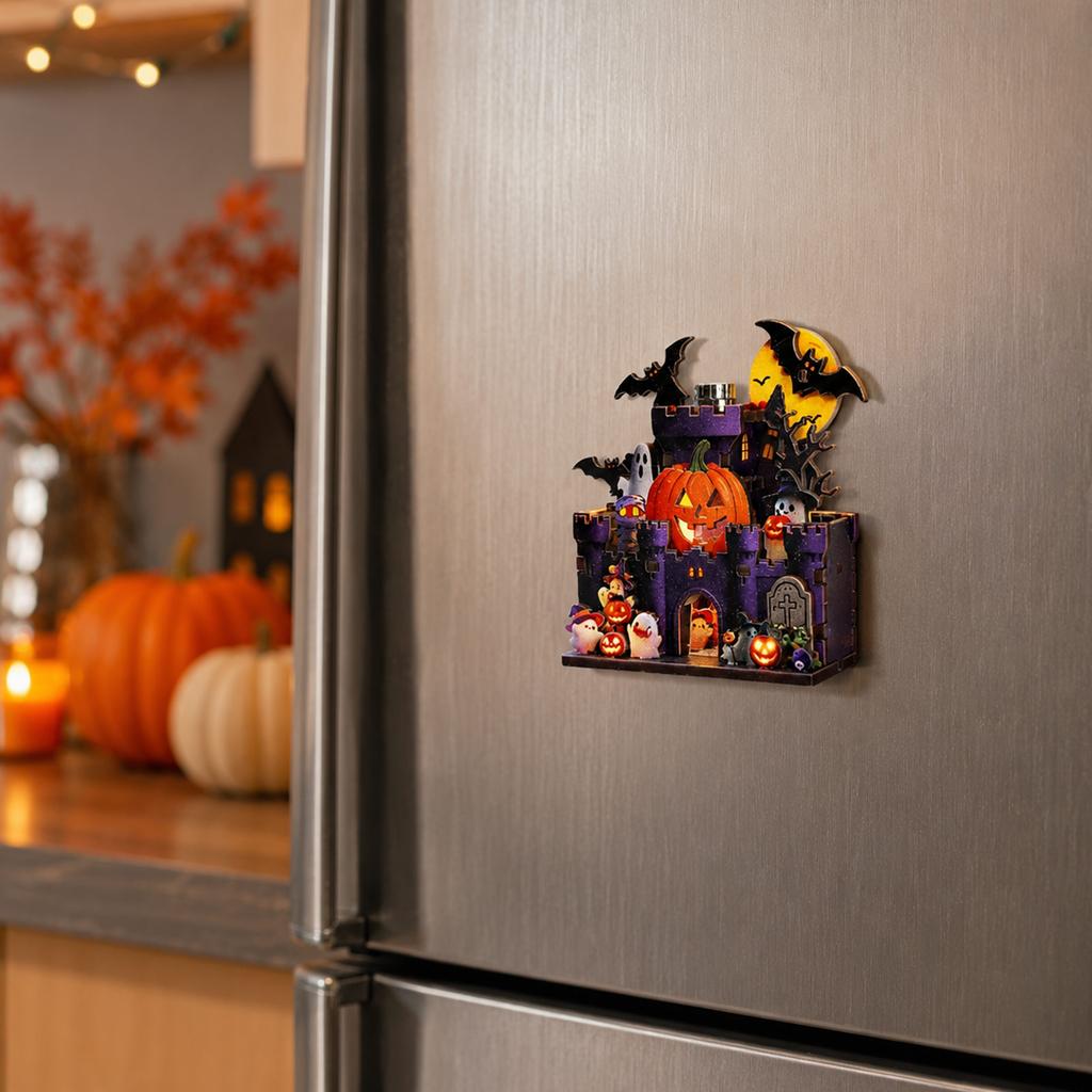 Holz Halloween Modellbausatz DIY Montage Ornament Kühlschrank Geschenk