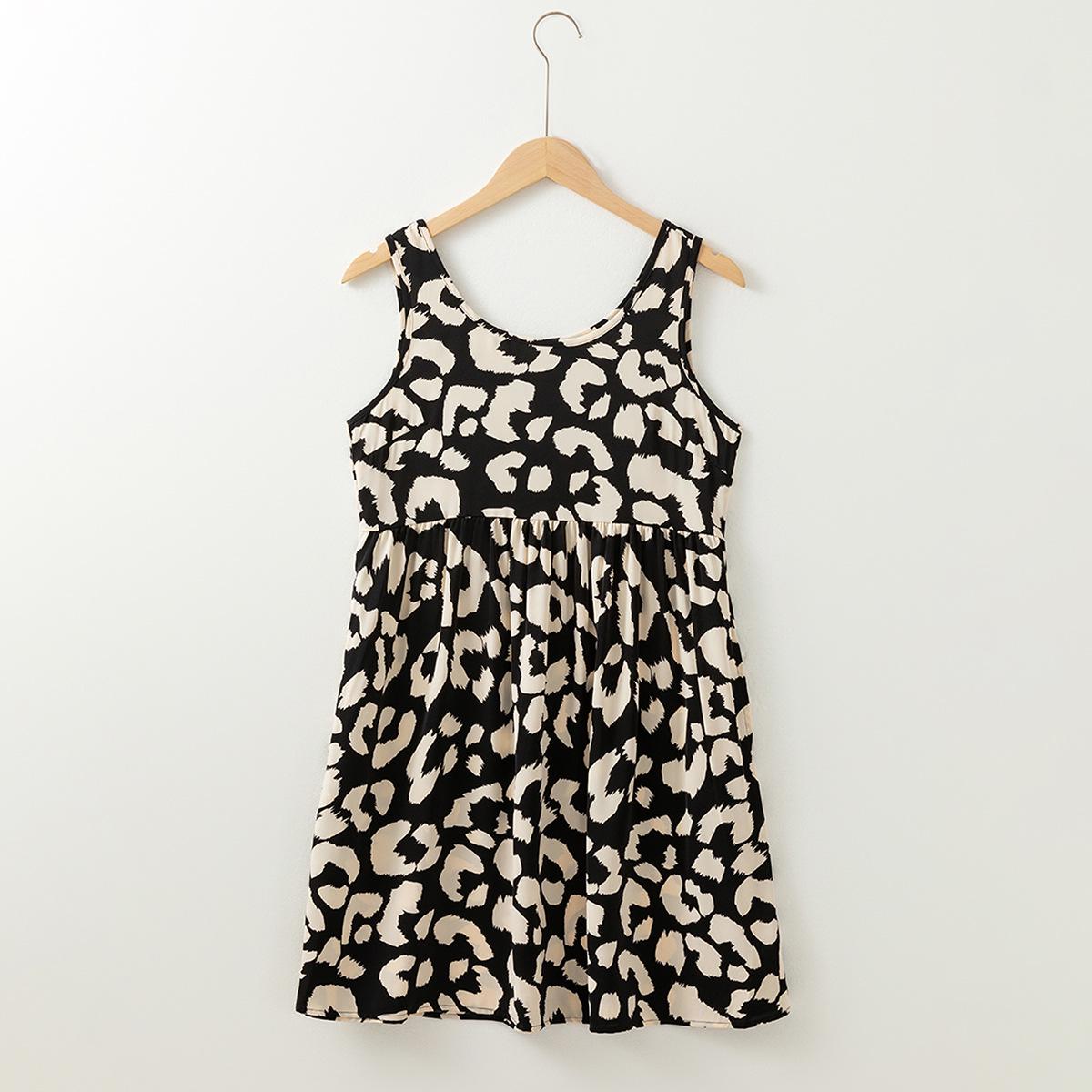 

Shiying Летнее повседневное платье без рукавов с леопардовым принтом Medium чёрный