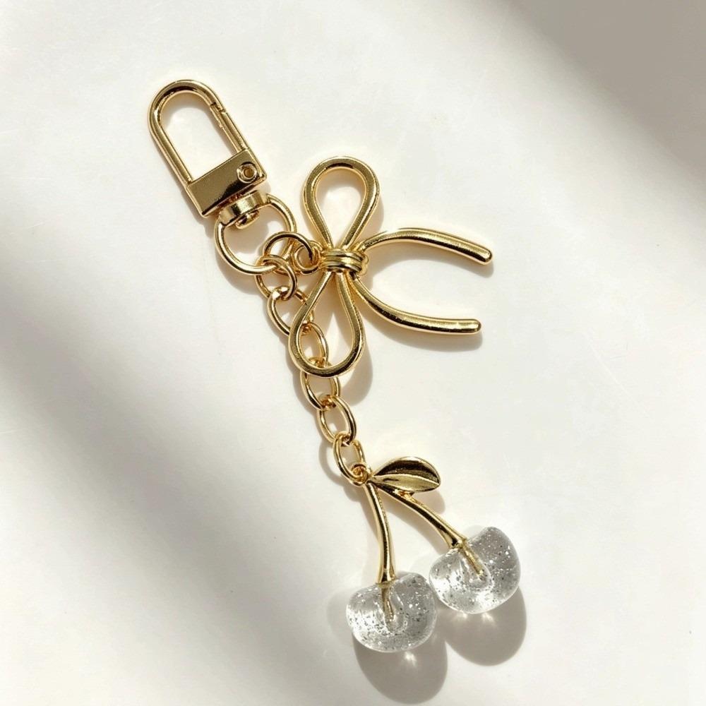 Resin Cherry Keychain Pearl Bow Cherry Bag Pendant Trendy Cherry Bah Charm Backpack Accessory