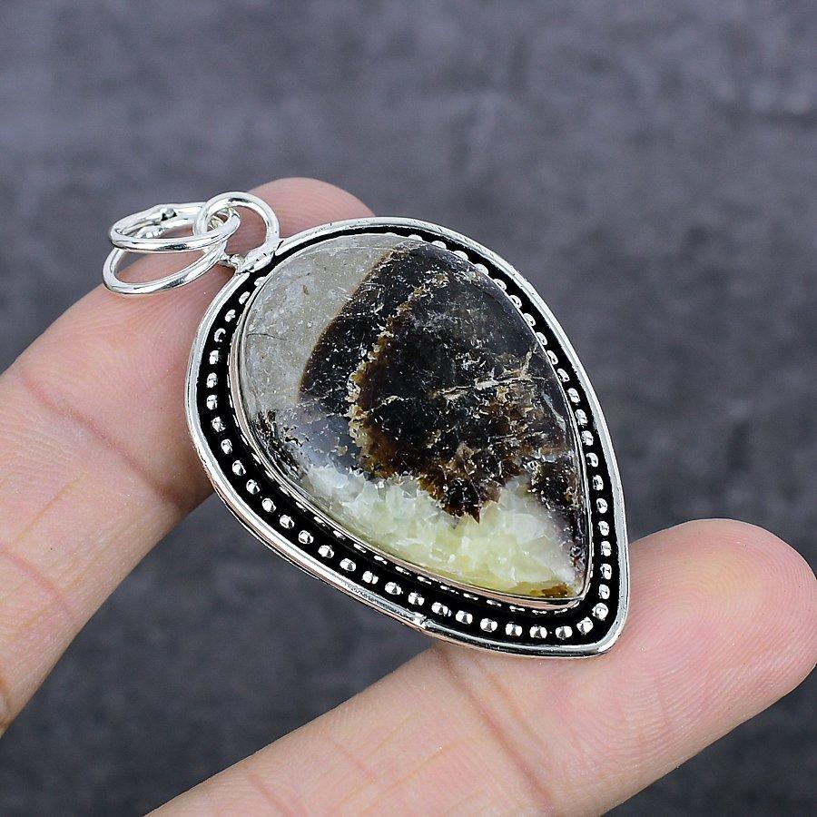 Septerian Stone Gemstone 925 Sterling Silver Jewelry Pendant 2.32"
